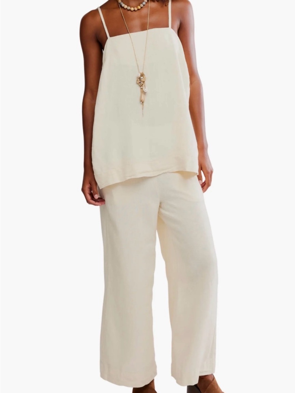 Free People free-est Demi Cotton-Linen Pants in Tea Cookie Size XS